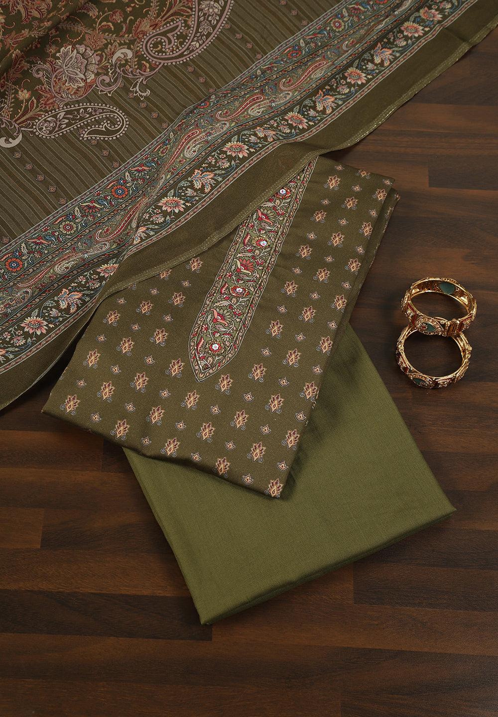 Muslin Cotton Unstitched Fabric Suit With Zarkan Work