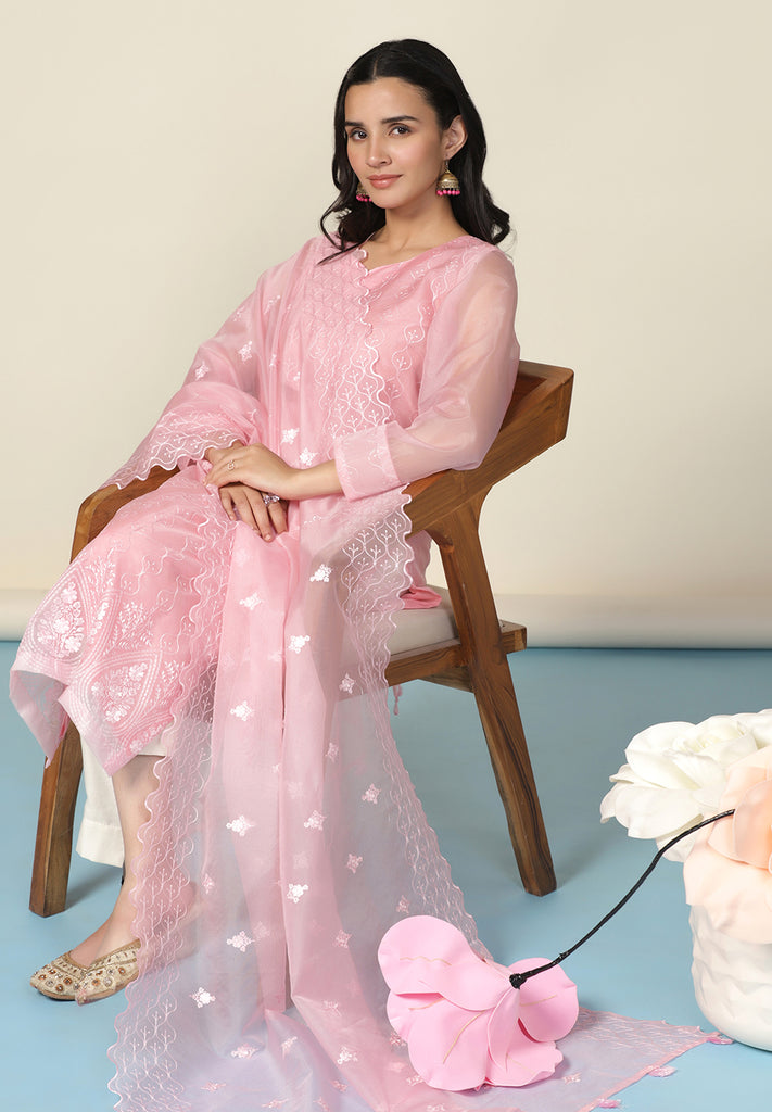 Elegant Pink Thread Work Suit Set Online | Bombay Selections