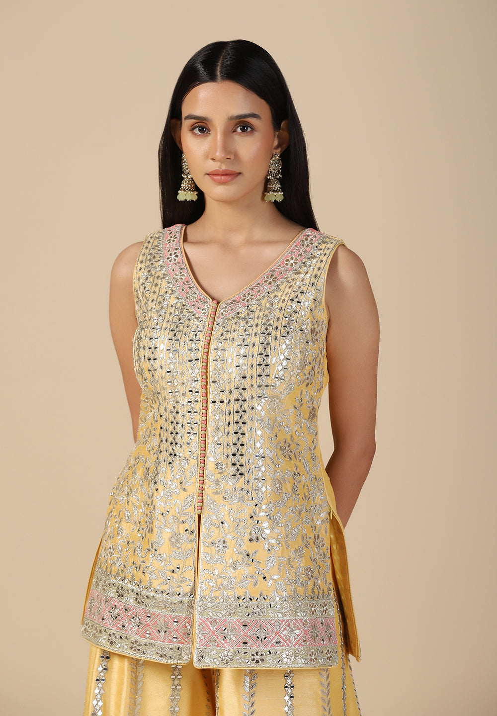 Yellow Serenity Raw Silk Sharara Set for Women