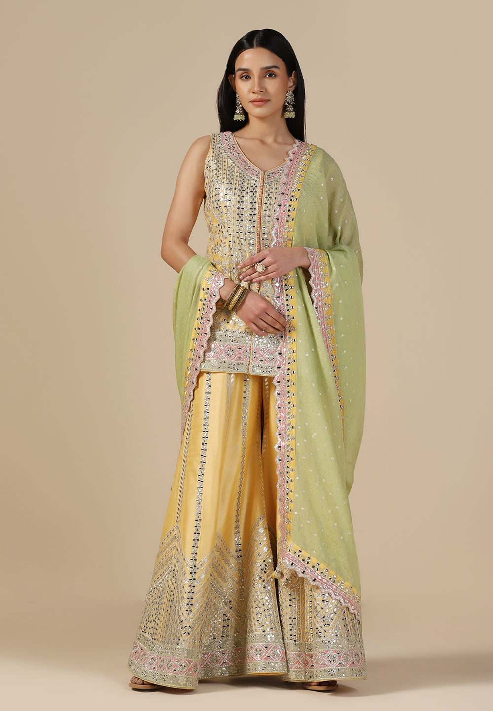 Buy Yellow Raw Silk Designer Sharara Online
