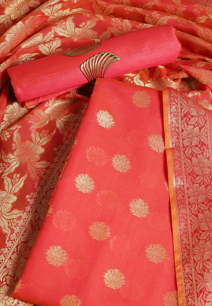 Banarasi Zari Work Suit with Art Silk Dupatta