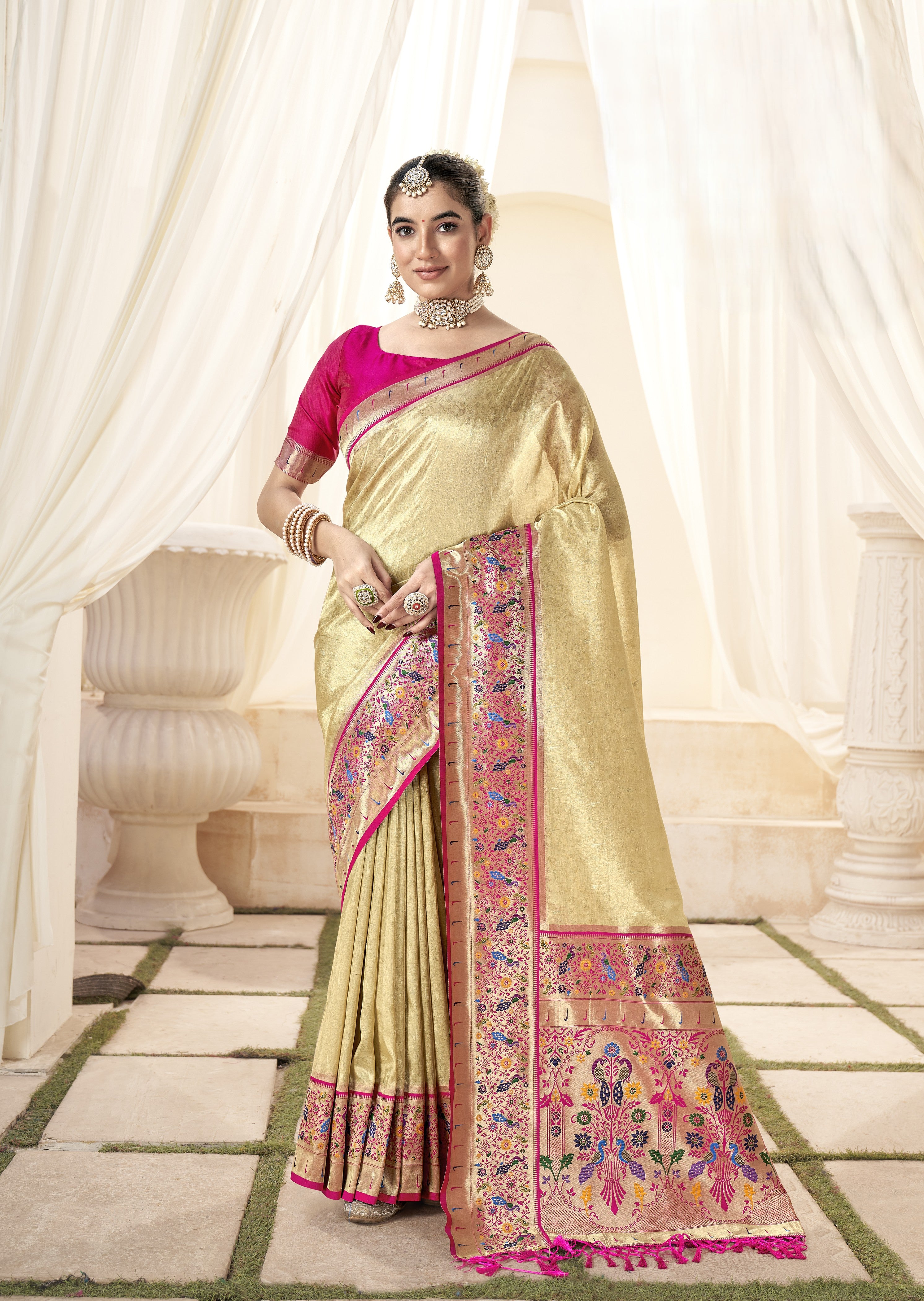Paithani-Style Fusion Banarasi Tissue Silk Saree