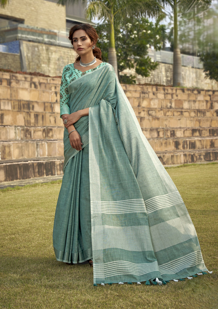 Silk Saree with a Touch of Silver Border
