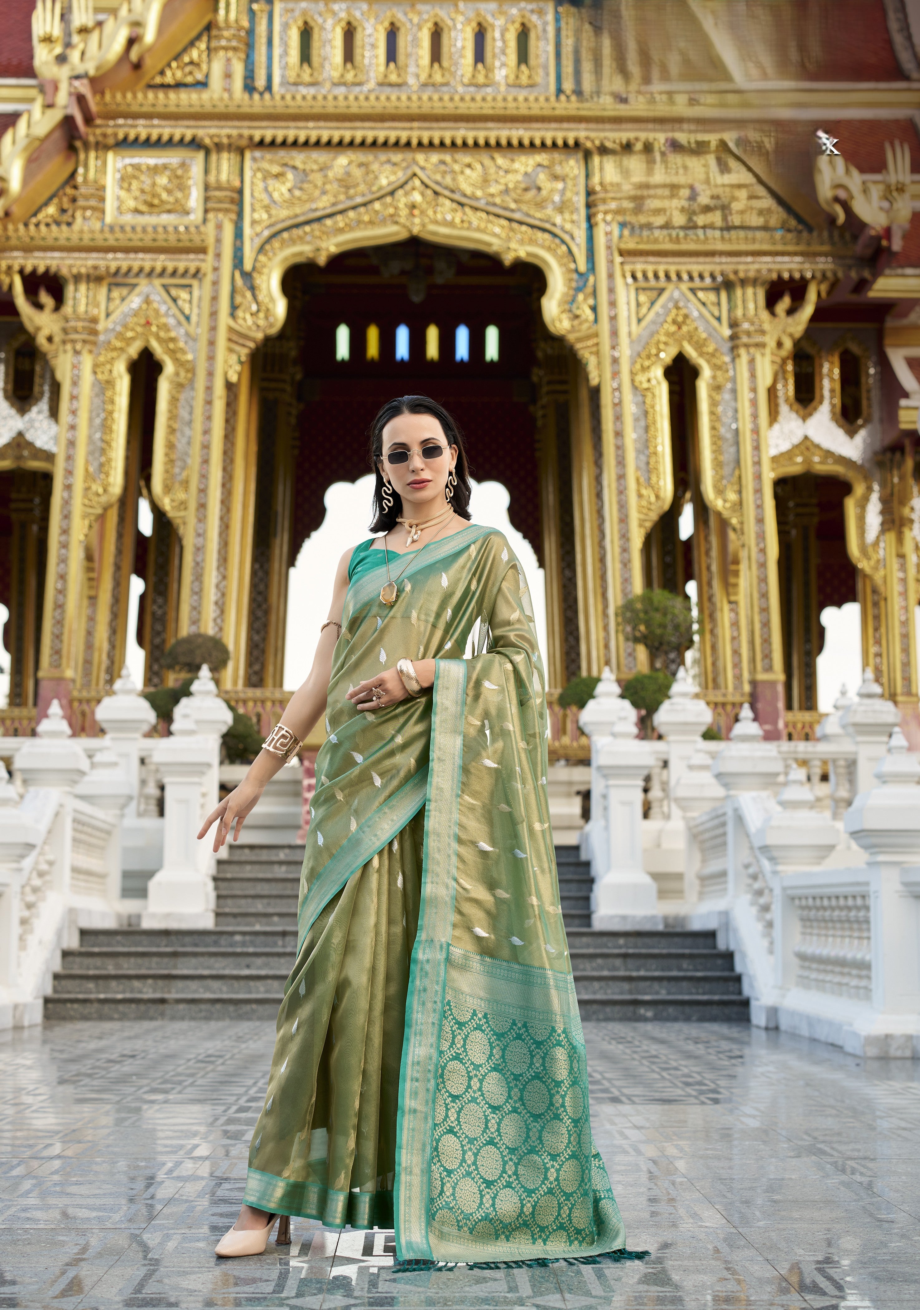 Antique Silk Saree With Zari Border