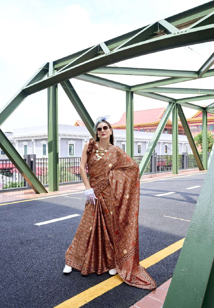 Multi Printed Satin Crepe Saree