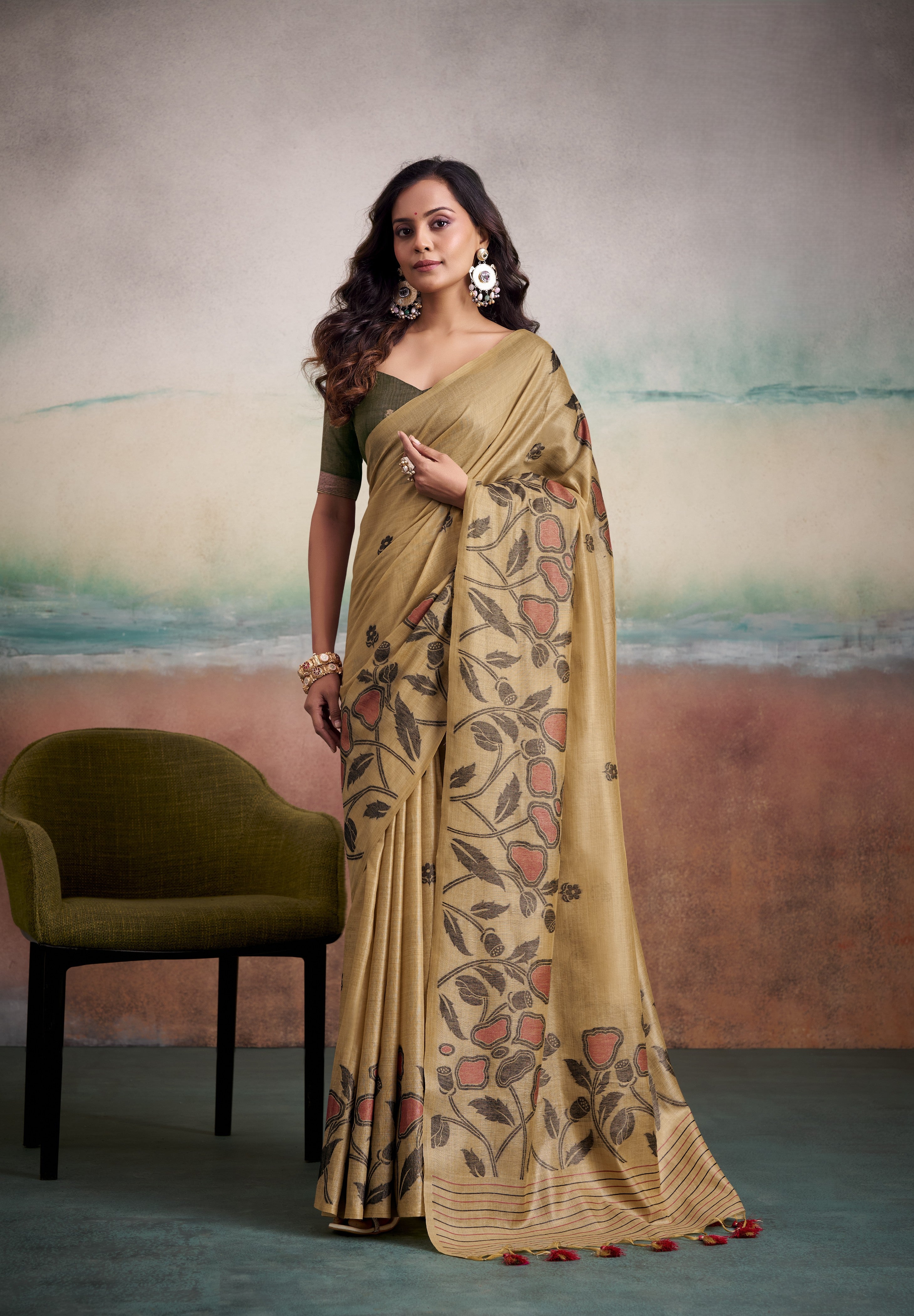 Cotton Saree with a Touch of Floral Print