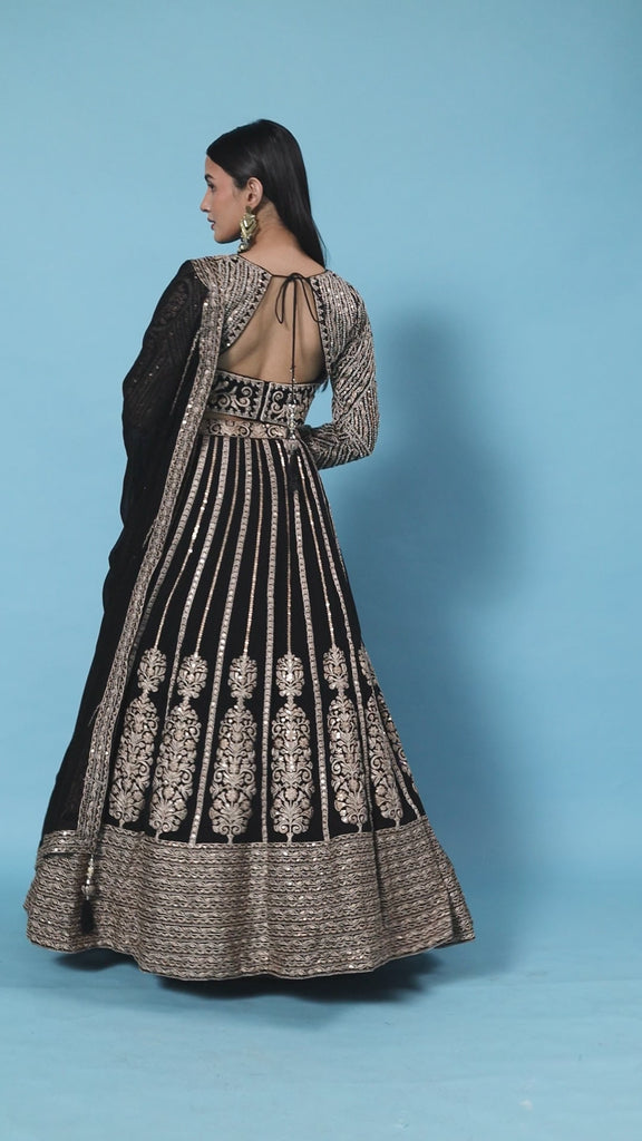 Buy Black Readymade Lehenga Set Online for Wedding