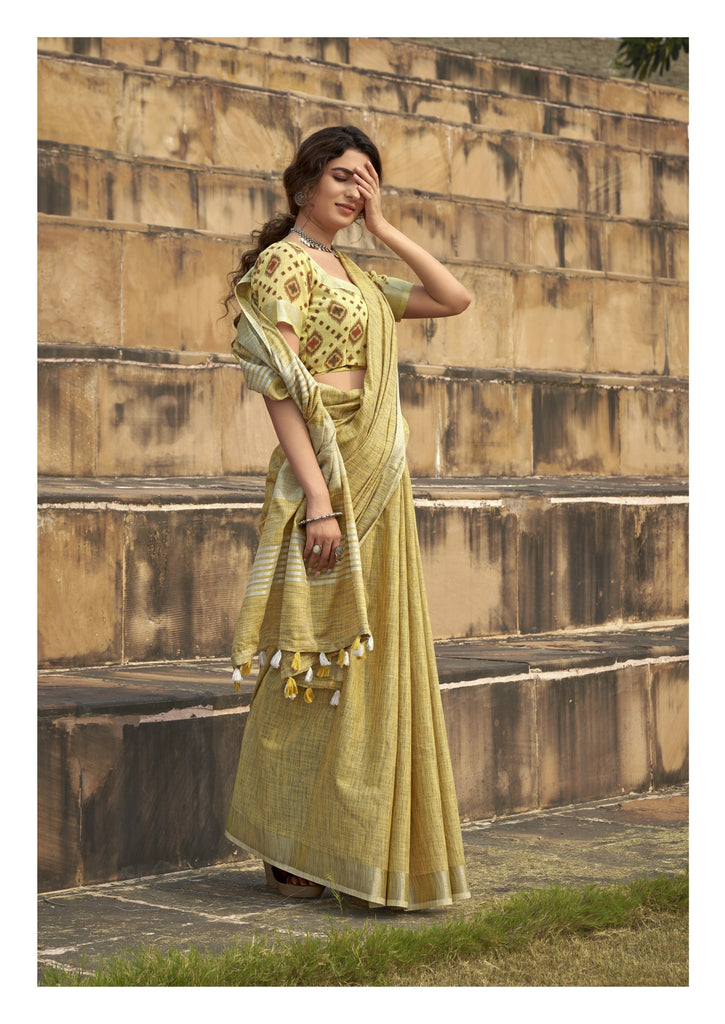 Silk Saree with a Touch of Silver Border